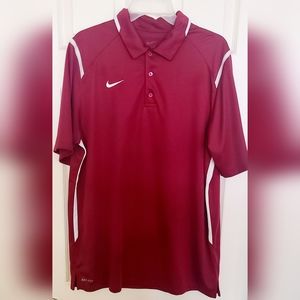 Nike Mens Dri-fit Polo Shirt Size L Maroon Color Pre-owned
